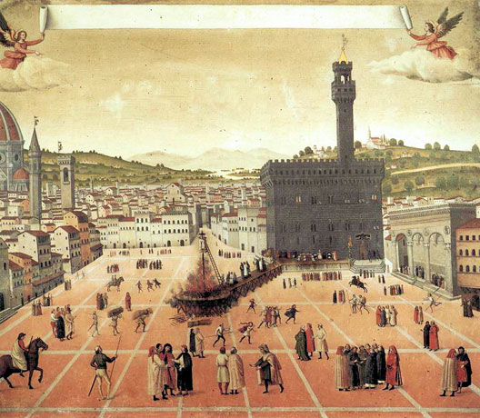 Savonarola brule à Florence, peinture de l'époque